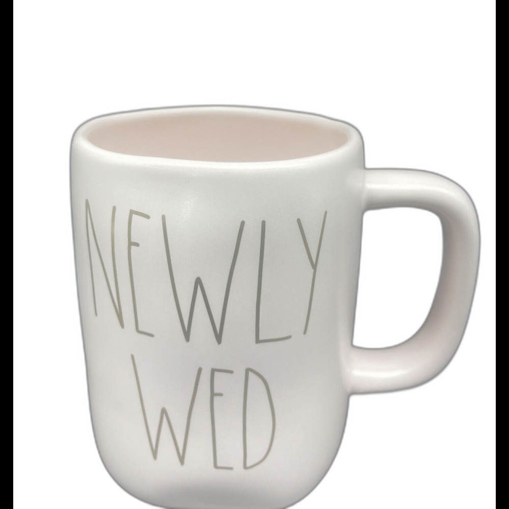 RAE DUNN NEWLY WED Pink Coffee Mug With Gold Lettering NEW